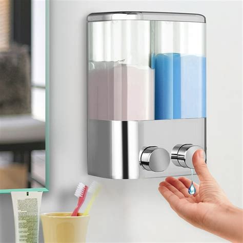 Double Wall Mount Soap Shampoo Shower Gel Dispenser Liquid Foam Lotion Bottle 400ML USA ...