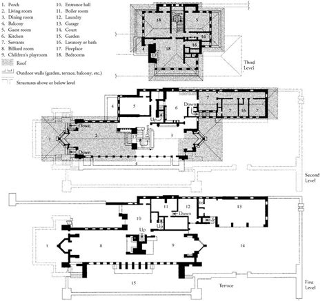 FRANK LLOYD WRIGHT, plan of the Robie House, Chicago, Illinois, 1907 ...