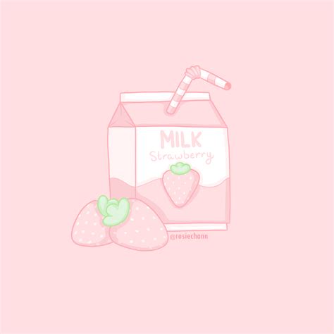 Pink Cow Strawberry Milk Kawaii Wallpapers - Wallpaper Cave