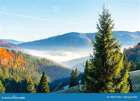 Wonderful Autumn Sunrise in Mountains Stock Photo - Image of haze ...