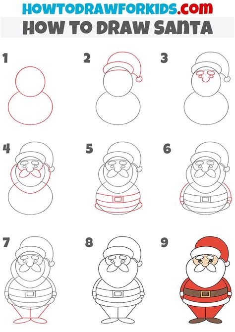 How to Draw Santa - Easy Drawing Tutorial For Kids | How to draw santa, Easy santa drawing, Easy ...