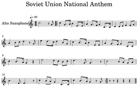 Soviet Union National Anthem - Sheet music for Alto Saxophone