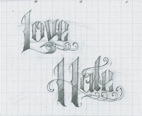 Love Hate Tattoo lettering by 12KathyLees12 on DeviantArt