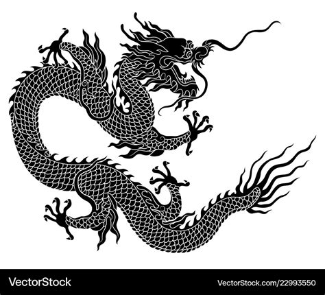 Chinese dragon silhouette Royalty Free Vector Image