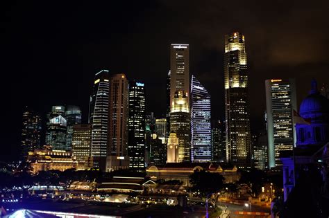 Singapore Skyline Night View Free Stock Photo - Public Domain Pictures