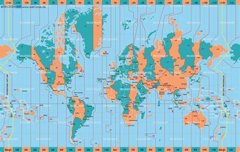 World Map With Time Zones And International Date Line