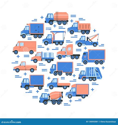 Cargo Transportation Round Concept with Different Types of Trucks in ...