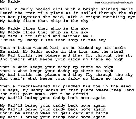 Woody Guthrie song - My Daddy, lyrics