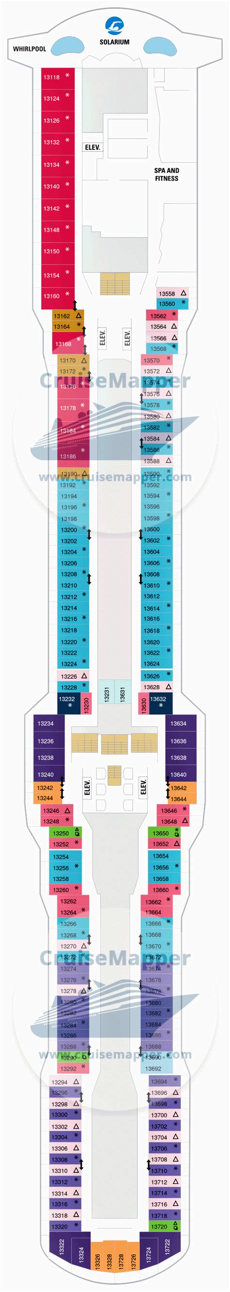 Spectrum Of The Seas deck 13 plan | CruiseMapper