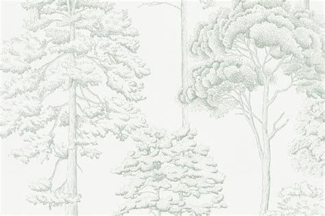 Green Illustrated Trees Pattern Wallpaper - Hovia