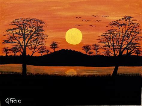 Safari Sunset by G Fiero | Sunset, Painting, Art