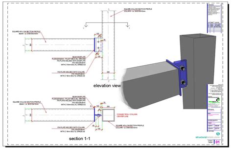 SHS Beam Column Simple Fin Connection Detail