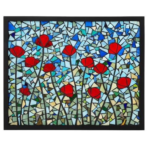 Poppies Stained Glass Panel | stained glass art | Glass mosaic art ...