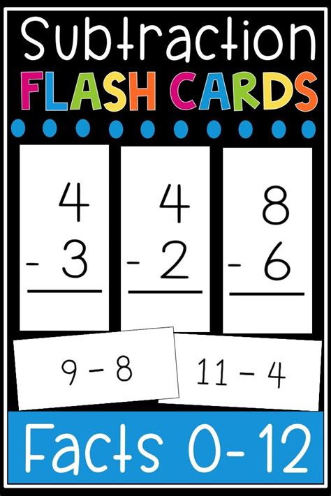 Subtraction Flash Cards Printables