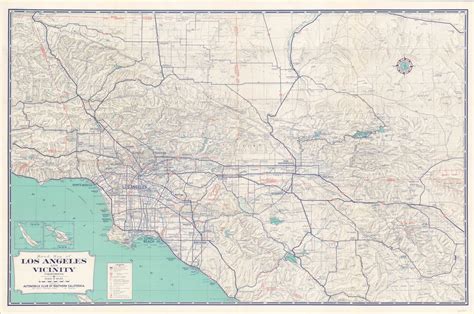 Road Map of Los Angeles and Vicinity | Curtis Wright Maps