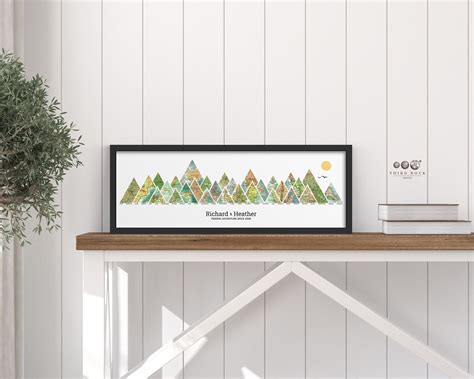 Panoramic Adventure Mountains Map Art - Large Map Count - Vertical or Horizontal Personalized ...