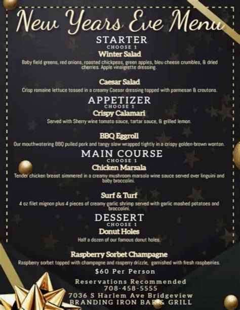 NEW YEARS DAY DINNER menu TEMPLATE | PosterMyWall