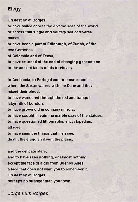 Elegy Poem by Jorge Luis Borges - Poem Hunter