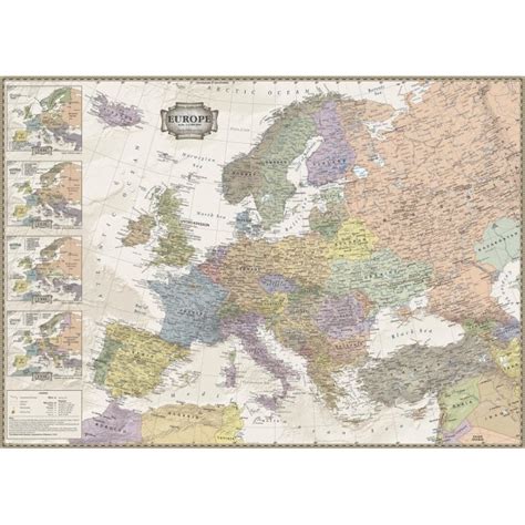 Europe Wall Map - Retro/Antique Style