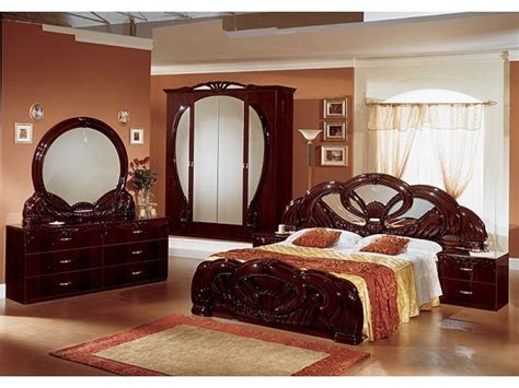 Stylish italian mahogany high gloss bedroom furniture -Homegenies