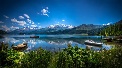 Wallpaper Switzerland Lake Sils Nature mountain Scenery 2560x1440