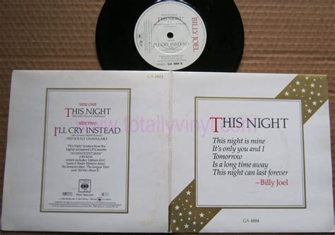 Totally Vinyl Records || Joel, Billy - This night 7 inch Special Cover