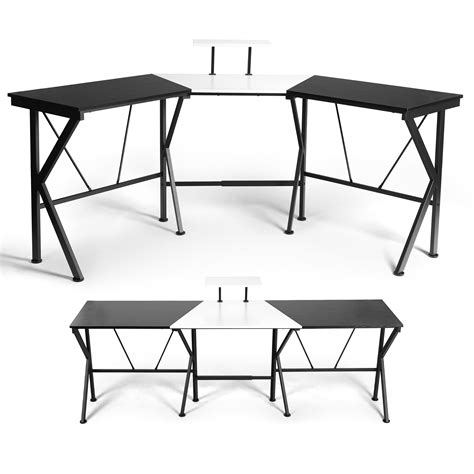 Buy LYNSLIM L Shaped Desk with Monitor Stand Shelf - 87 Inch Reversible Corner Computer Desk or ...