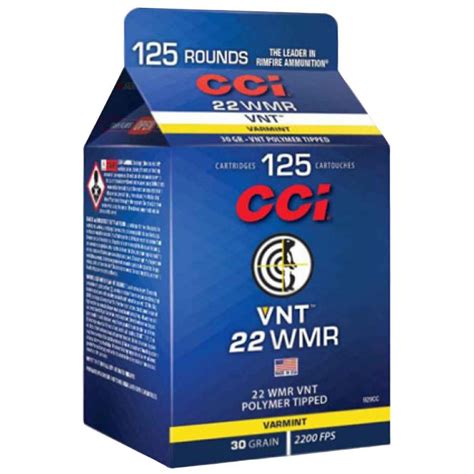 CCI VNT 22 WMR (22 Mag) 30gr Varming Tipped Rimfire Ammo - 125 Rounds ...