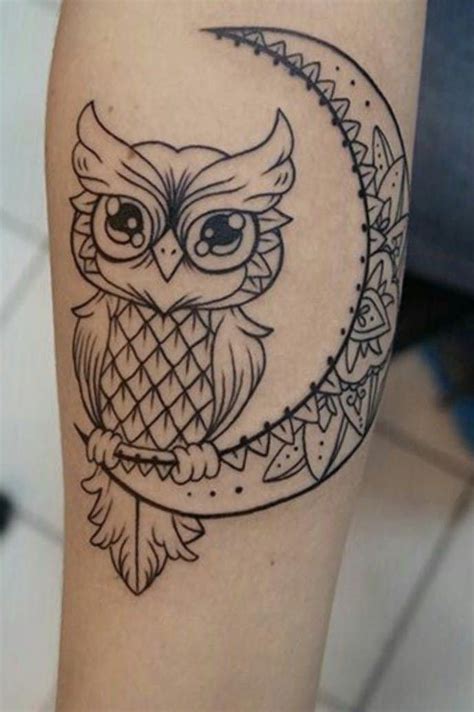 12+ Adorable Owl and Moon Tattoo Ideas | PetPress Tiny Owl Tattoo, Simple Owl Tattoo, Baby Owl ...