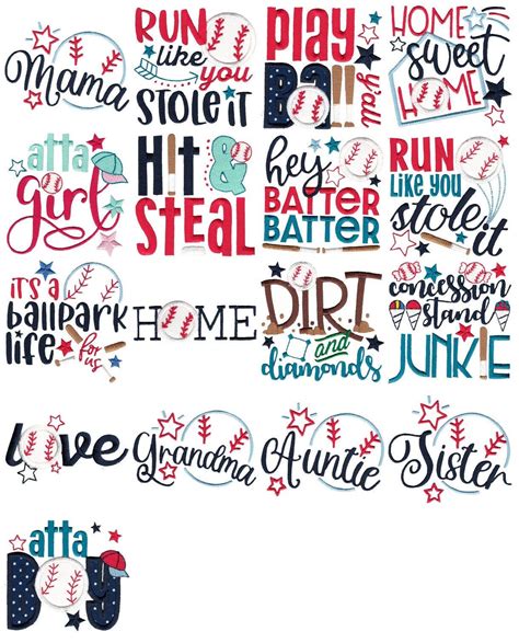 Baseball Sayings 17 Machine Embroidery Designs Multiple | Etsy