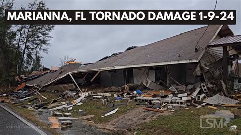 01-09-2024 Marianna, Florida - Tornado Warned Storm - Intense Power Flashes - Damage - Semi ...