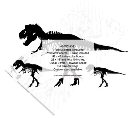 T-Rex Skeleton Silhouette Woodworking Patterns - WoodworkersWorkshop