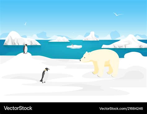 Cartoon arctic ice landscape outdoor scene Vector Image