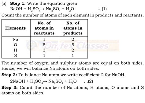 OMTEX CLASSES: Balance the following equation stepwise: NaOH(aq) + H2SO4(aq) → Na2SO4 (aq) + H2O(l)