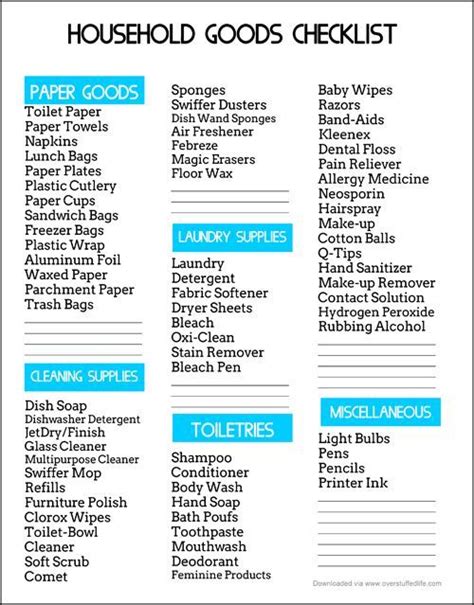 An Easy Way to Save Money on Household Goods {free printable} | New home checklist, Apartment ...