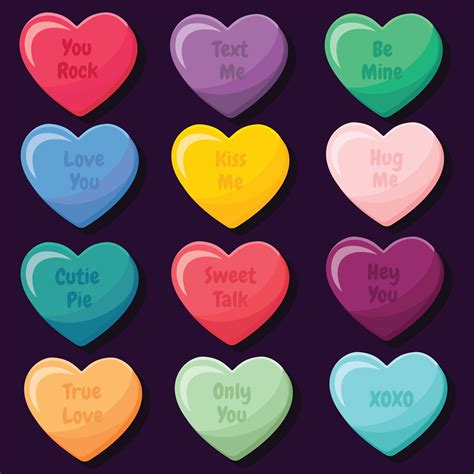 Valentine Candy Hearts Vector Pack 271177 Vector Art at Vecteezy