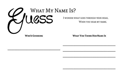 Moming About: Guess My Name: Printable Baby Book Page/Baby Shower Game