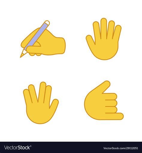 Hand gesture emojis color icons set Royalty Free Vector