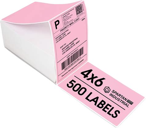 Amazon.com : Blank Labels 4" X 6" Direct Thermal Shipping Labels Pink Pastel Color 4 Rolls of ...
