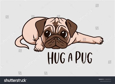 Hug Pug Cute Cartoon Style Drawing Stock Vector (Royalty Free) 1214810512 | Shutterstock