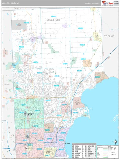 Macomb County, MI Wall Map Premium Style by MarketMAPS - MapSales