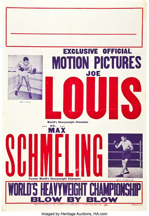 Joe Louis Vs. Max Schmeling (Empire City,1938). One Sheet (28" X | Lot ...