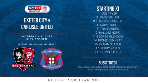 Carlisle United FC on Twitter: "Your team for the first game of the season here at @OfficialECFC ...