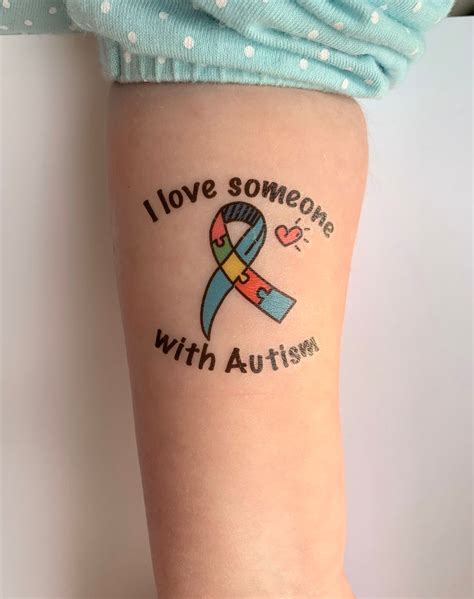 I Love Someone With Autism Autism Awareness Temporary Tattoo Autism Ribbon - Etsy