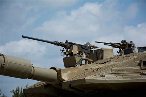 M2 Browning machinegun on a Merkava 4 tank-20 Inch By 30 Inch Laminated Poster With Bright ...