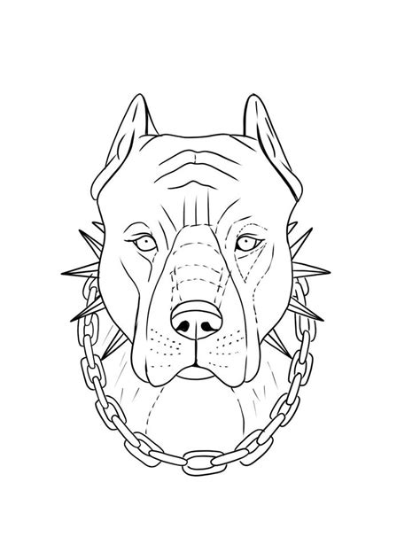 a drawing of a dog's face with chains around it