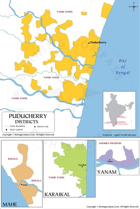 Puducherry Map, Puducherry Union Territory Map, Puducherry District Map