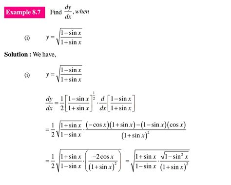 trigonometry - What is the derivative of $y=\sqrt{\frac {1- \sin(x)}{1 ...