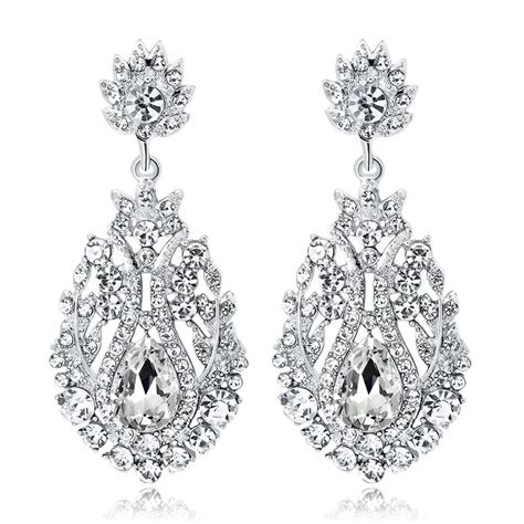 Fashion Elegant Classical Large Shiny Rhinestones Drop Earrings Women Bride Wedding Banquet ...