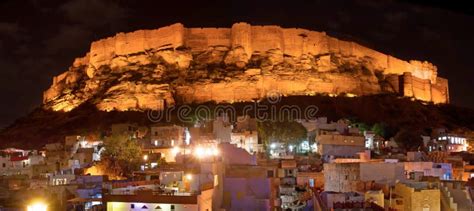 Historical Mehrangarh Fort in Jodhpur. Night View, Rajasthan, in Stock Photo - Image of fortress ...